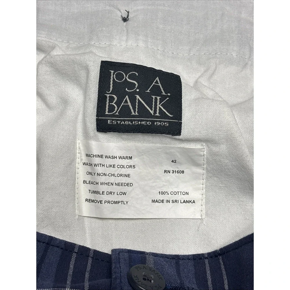Jos A Banks Blue Plaid Flat Front Golf Preppy Casual Mens Shorts W42 Cotton